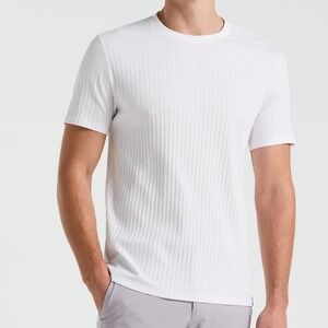 NWT Perry Ellis Men's Medium Off White Ribbed T-Shirt Cotton Blend Casual